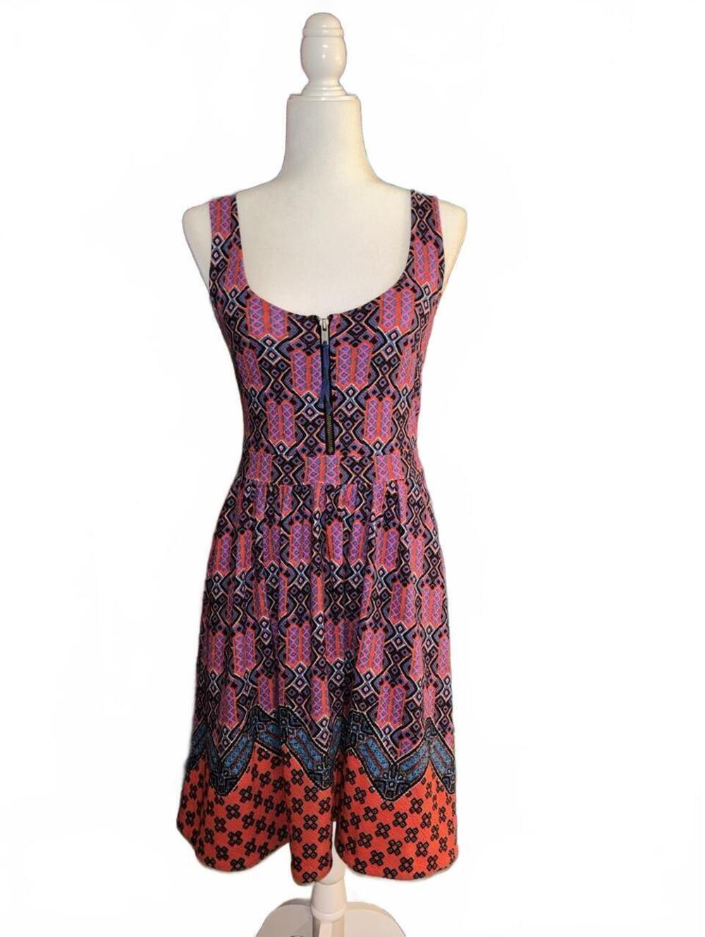 Anthropologie Maeve geometric-print fit-and-flare dress